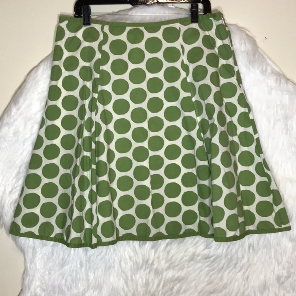 Boden Green Polka Dots Pleated A Line Skirt